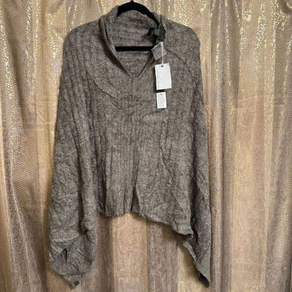 Barefoot Dreams Cozychic Lite Cable Poncho in Olive Green O/S NWT